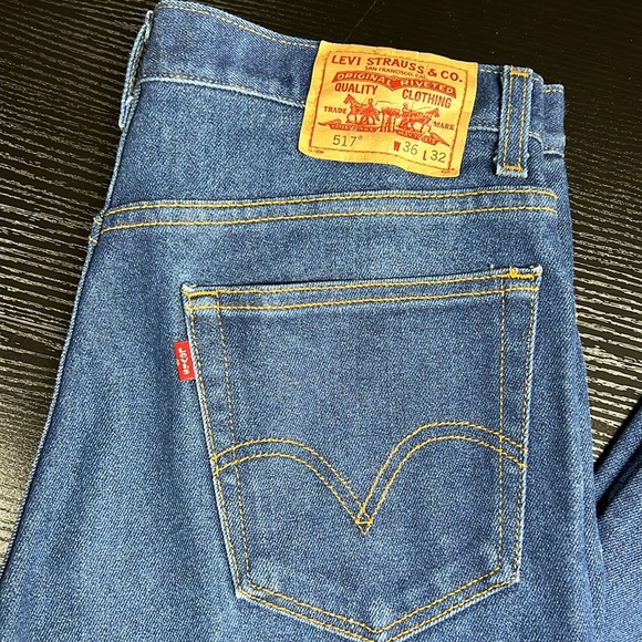 Levis 517 Jeans Mens 36x32 Blue Denim Bootcut Fit Dark Stone Wash Red Tab Cotton - Picture 2 of 14